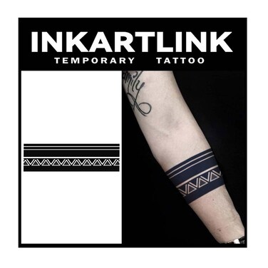 Tattoo Tech, 2 Sheets Large Semi Permanent Tattoo, Adult Art Design Temporary Tattoos, Lasts 1-2 Weeks, Waterproof, Realistic Look, No Adhesive, No Reflection (Maya Armlet Design)