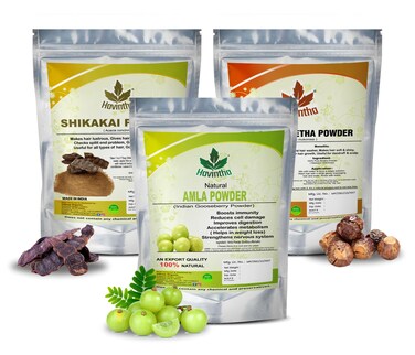 Havintha Amla Reetha Shikakai Powder For Hair - 227 Grams (Pack of 3)