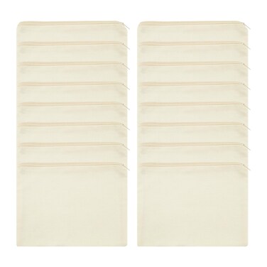 16 Pack Canvas Zipper Pouches,23.5x17.5cm Multi-Purpose Cosmetics Bags Makeup Organizers Travel Toiletry Bag Pen Pencil Cases Blank DIY Craft Pouches Storage Bags for Woman,Girlfriends,Teachers