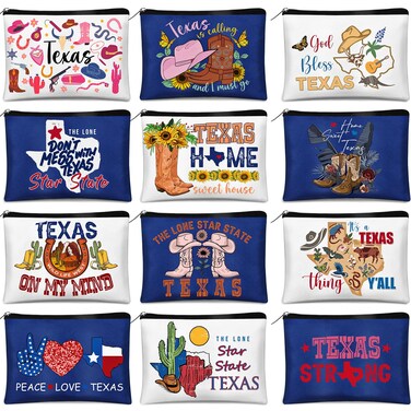 Reginary 12 Pcs City Souvenir Gifts Texas State Gifts Chicago City Souvenirs California Makeup Bag Zippered Bag Cosmetic Bag for Women Traveler Souvenirs