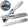 German Nail Clippers for Men with Catcher, Heavy Duty Toe Nail Clippers for Thick Nails Seniors, Portable Ultra Sharp Fingernail Clippers with Wide Mouth, Anti Splash Stainless Steel Nail Cutters