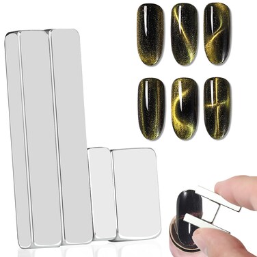 4 Pcs Mini Nail Magnet Set, Assembled Cat Eye Gel Nail Polish Magnet Tool Magnetic Cat Eye Magnet for Nails Cat Eye Magnets Sticks Nail 3D Design DIY Home Salon