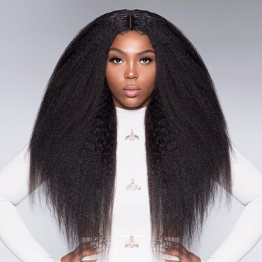 18 Inch Kinky Straight Clip in Hair Extensions for Black Women - Yaki Straight Synthetic Full Head Pieces (2 Packs, 155g) - Natural Look, Easy Install, Heat-Stylable