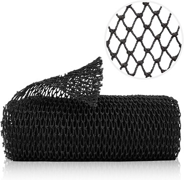 Authentic Real African Net Sponge Long, 100% Knitted, Stretch Length up to 170 cm, for Bathing, Exfoliating, Back Scrub for Smoother Skin, Ideal for Spa Massages, for Women and Men (Black)