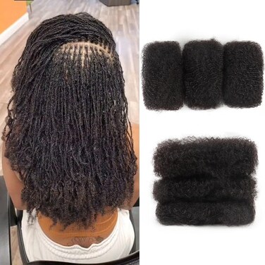 Afro Kinkys Bulk Human Hair For Braiding 30g/pc Brazilian Remy Human Hair Extensions for Dreadlock Braiding Hair Crohet Hair Loc Repair Braiding Twist 10 10 10 3 bundles/pack