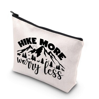 BDPWSS Hiking Lover Gift Hike More Worry Less Hiking Makeup Bag for Hiker Camper Mountain Nature Lover Gift Camping Gift (Hike Worry Less)