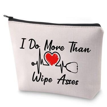 BLUPARK CNA Makeup Bag Certified Nursing Assistant Gifts I Do More Than Wipe Asses Cosmetic Bag for CAN Nurse (Wipe Asses)