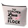 BLUPARK Flamingo Teacher Makeup Bag Flamingo Lover Gift This Teacher Loves Her Flock Cosmetic Bag (This Teacher Loves Her Flock)