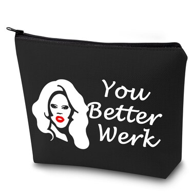 BLUPARK Drag Race Inspired Gift Drag Queen Makeup Bag You Better Werk Canvas Cosmetic Bag Pride Gift for Sister Mom (You Better Werk)