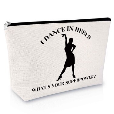 Sfodiary Makeup Bag for Ballroom Dancers Dance Team Gift for Women Tango Latin Lovers Cosmetic Bag Dance Teacher Gift Funny Christmas Birthday Present for Ballroom Lovers Daughter Coach Travel Pouch