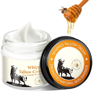 Organic Beef Tallow for Skin, Tallow And Honey Balm for Face &amp; Body, Whipped Grass Fed Beef Tallow Face Moisturizer Deep Hydration, Soothes Dryness, Repairs Skin Barrier, Natural Body Butter