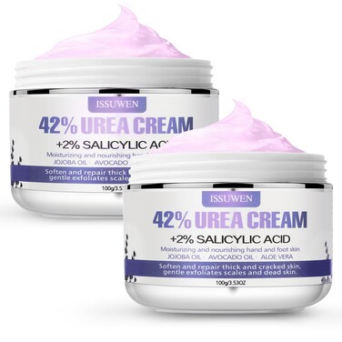 2 Packs Urea Cream 42% Plus Salicylic Acid 2%, 7.06Oz Lavender Foot Cream for Dry Cracked Heels Treatment Knees Elbows Hands Repair Treatment, Callus Remover for Feet, Foot Lotion for Dry Cracked Feet