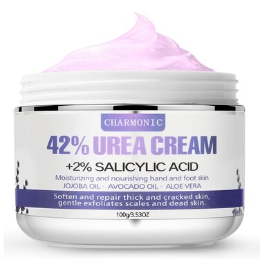 Urea Cream 42% Plus Salicylic Acid 2%, Lavender Foot Cream for Dry Cracked Heels Treatment Knees Elbows Hands Repair Treatment, Callus Remover for Feet, Foot Lotion for Dry Cracked Feet
