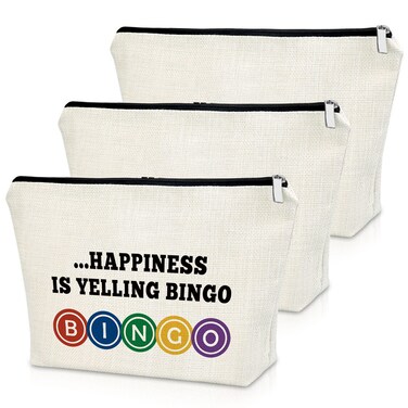 Sazuwu Bingo Lover Gift 3pc Travel Makeup Bags Cosmetic Organizer Bingo Game Gifts for Player Novelty Casino Lovers Gambling Themed Accessories