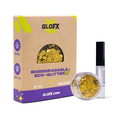 Gold Biodegradable Glitter Makeup   Plant Based, Eco Friendly, Hair Glitter, Face Glitter or Body Glitter   Cosplay, EDM Music Festival, and Rave Makeup Accessory   5 Grams of Chunky Glitter