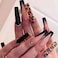 Coffin Press on Nails Long French Fake Bling Nails Acrylic Full Cover Leopard Print False Rhinestones Nails for Women and Girls 24PCS