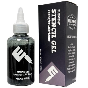 Black Tattoo Stencil Transfer Gel Lotion Cream Solution Applicator for skin Thick and Sticky for Clean Long Lasting Stencil Transfering for Professional Artists (4 oz)
