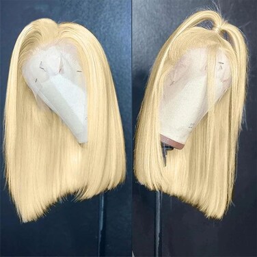 Blonde Bob Wig Human Hair 613 Lace Front Wig Human Hair 13x4 HD Transparent Blonde Bob Lace Front Wigs for Women Bleached Knots Pre Plucked with Baby Hair 613 Bob Wig 14 inch