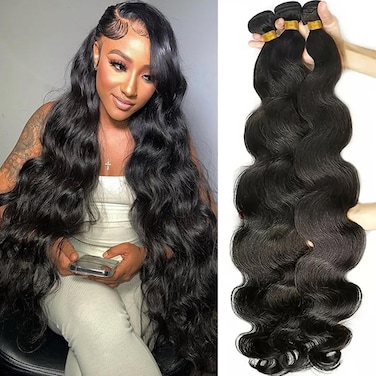 Body Wave Bundles Human Hair 26 28 30 Inch 300g 3 Bundles 10A Brazilian 100% Unprocessed Virgin Human Hair Bundles Body Wave Human Hair Bundles Natural Black Color Human Hair Extensions