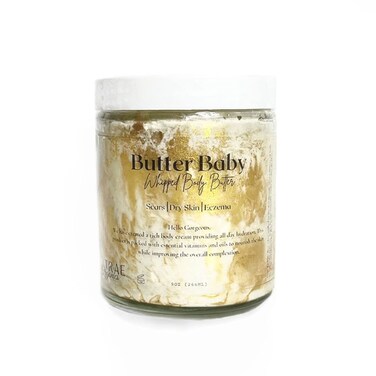 Butter Baby Whipped Body Butter (9oz) Infused with Shea Butter, Vitamin E, Mango Butter, Coconut Oil And Cocao Butter! All Natural Moisturizing Body Cream!