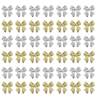 40pcs Bow Nail Charms Gold and Silver Nail Charms Bowknots Nail Art Charms Bow Charms for Nails Design