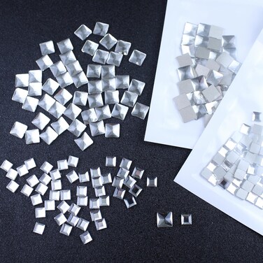 150Pcs Nail Gems, Multi Shapes Crystal White Rhinestones for Nails, Flatback Nail Art Rhinestones, Nail Charms and Diamonds for Nail Art Design Decoration (Square)