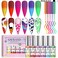 SAVILAND Temperature Color Change Gel Nail Polish: 6 Colors Changing Liner Gel Nail Polish Mood Temperature Change Nail Polish Gel Set Soak Off Nail Art Gel DIY Salon Valentine's Day Manicure Home