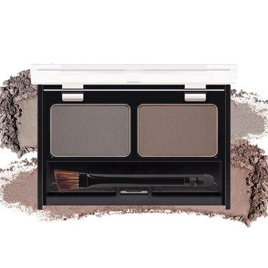 Brow Powder Kit,Long-Lasting Waterproof Two Colors Brow Filler Get Full Defined Natural Brows,Eyebrow Contour Palette with Double-ended Eyebrow Brush,sombra para cejas - Dark Brown+Grey