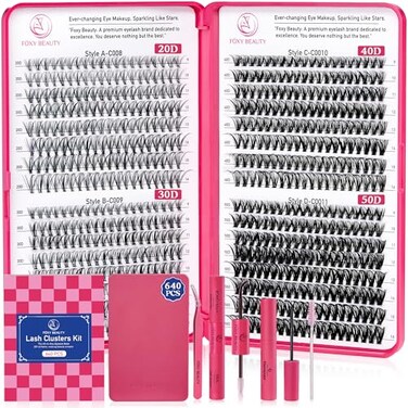 Lash Clusters - Lash Clusters Kit Lash Extension Kit with Lash Bond and Seal Cluster Eyelash Extensions Eyelash Clusters 20D30D40D50D-0.07D Lashes Clusters Eyelash Extension Kit DIY at Home Eyelashes