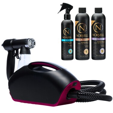 Fascination Spray Tanning Kit Machine Bundle with Tanning Solutions and Prep Spray