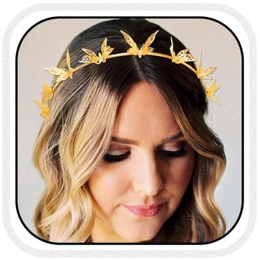 Kilshye Butterfly Headband Gold Butterflies Headpiece Wedding Costume Hair Accessories for Girls and Women