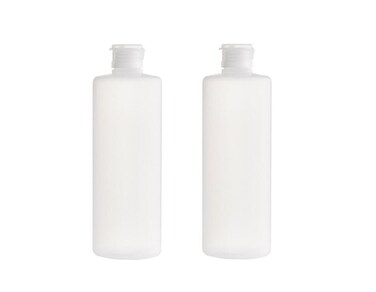 2PCS Transparent Refillable Empty Plastic Cosmetic Squeezable Vial Bottles Jar Pot with Flip Cap Toner Lotion Shower Gel Shampoo Storage Container (400ml/14oz)