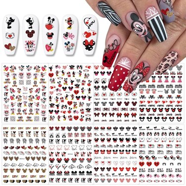 8 Sheets Cute Cartoon Nail Art Stickers Decals Romantic Valentine Day Nail Design Stickers 3D Self Adhesive Nail Art Valentines Nail Decals for Women DIY Manicure Valentine Day Party Nail Decoration