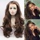 xiweiya Long Mixed Brown Wig Body Wave Chestnut Brown Synthetic Lace Front Wig Middle Part Heat Resistant Fiber Hair Natural Hairline 24 inches High Density Wig