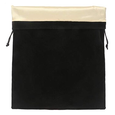 Segbeauty Large Hair Dryer and Garment Organizer Bag - Velvet Drawstring Pouch with Satin Liner, 11.8x15.7 inch, Black, for Diffuser, Straighteners, Clothes
