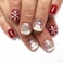 Christmas Press on Nails Short Fake Nails with Snowflakes Snowman Designs Xmas Square Glitter Glue on Nails Press ons White French Tip False Nails Acrylic Red Stick on Nails for Women Girls 24 Pcs