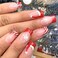 Christmas Press on Nails Medium Square Fake Nails with Santa Tat Snowflake Stripe Design Glue on Nails Light Pink Full Cover False Nails Christmas Nails Press ons for Women 24Pcs