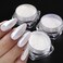 White Pearl Chrome Nail Powder, Mirror Effect Pearlescent Chrome Pigment Powder for Nails, Ice Aurora Nail Powder 3Pcs