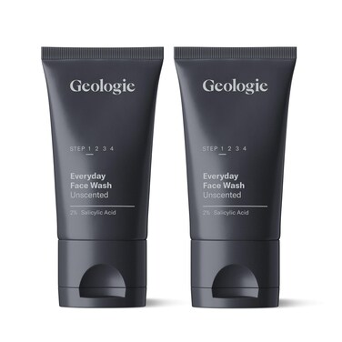 Geologie 2% Salicylic Acid Unscented Face Wash   Fragrance-Free Facial Cleanser for Men &amp; Women   Acne &amp; Oil Control   Non-irritating, Deep Cleansing &amp; BHA Exfoliating Face Wash   2-Pack