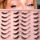 14 Pairs Half Lashes Natural Look with Clear Band Cat-Eye Lashes Wispy Fluffy Accent False Eyelashes, 2 Styles Mixed 3/4 Corner Lashes Reusable Soft DIY Cluster Lashes Pack by Heracks(38+62)