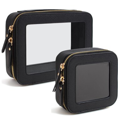 Travel Clear Makeup Bag Set, TSA Approved Cosmetic Bag Case with Zipper Portable Makeup Pouch Toiletry Bag Women Traveling Cosmetic Organizer Storage Bag Car Organizer Car Essentials for Women