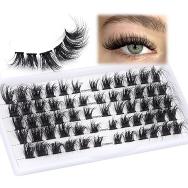 Cluster Lashes Extension DIY Individual Eyelash Extension Eyelashes Natural Look Individual Lashes Mixed Length Lash Clusters Extensions 0.10 Black Soft Lashes (0.10 Mixed Length 6mm-15mm)