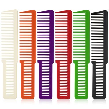 Barber Comb Set - 6 Piece Professional Styling Comb Set for Haircutting &amp; Styling (Red, Orange, Black, Green, Purple, White)
