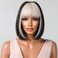 BERON Black Platinum Short Wigs Straight Bob Hair Wig for Women Wigs with Bangs Synthetic Daily Use Wigs Wig Cap Include