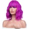 BERON Rose and Purple Womens Wig Short Curly Bob Wig with Bangs for Girls Fuchsia Colored Wavy Hair Wigs 12'' Women's Magenta Synthetic Wigs Daily or Cosplay Used
