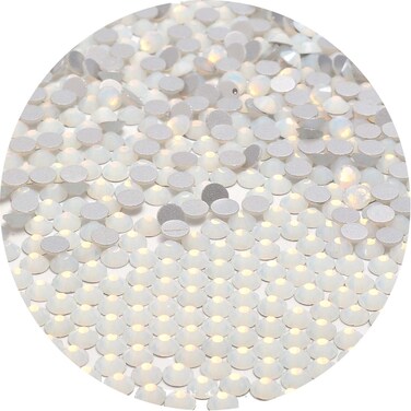 2000pcs Flatback Round Glass Nail Art Rhinestones Crystal for DIY Making Accessories Shoes, Clothes, Face Art, Bags, Manicure (White Opal, SS8 2000pcs)