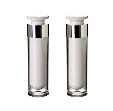 2PCS Empty Acrylic Airless Vacuum Pump Cream Lotion Vial Bottle Jars Bayonet Eyecream Toner Cosmetic Toiletries Liquid Storage Hoder Containers Makeup Foundation Dispenser(50ml/1.7oz)