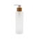 120ML/4OZ Empty Refillable Transparent Frosted Glass Lotion Pump Bottle with Bamboo Pump Soap Dispensers Toiletries Storage Containers for Shampoo Essential Oils Shower Gel