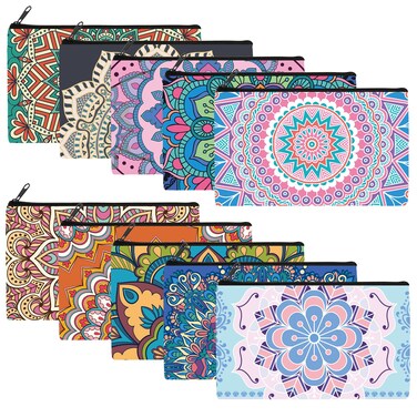 Reginary 20 Pieces Cosmetic Bag for Women, Roomy Makeup Bags with Zipper Toiletry Bag Pouch Travel Packing Accessory Organizer Gifts, 7 x 4.3 Inches (Mandala)