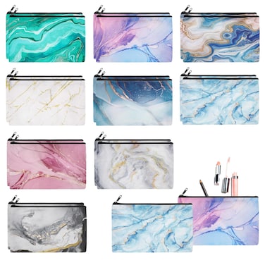 Reginary 20 Pieces Cosmetic Bag for Women, Roomy Makeup Bags with Zipper Toiletry Bag Pouch Travel Packing Accessory Organizer Gifts, 7 x 4.3 Inches (Marble)